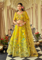Monjolika Fashion Readymade Lehenga Choli Heavy Work Embroidered Silk In Lemon - Distacart