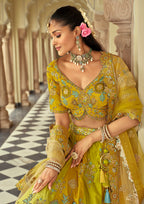 Monjolika Fashion Readymade Lehenga Choli Heavy Work Embroidered Silk In Lemon - Distacart