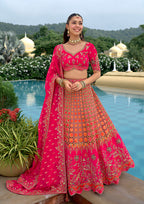 Monjolika Fashion Rani Pink Designer Embroidered Work Fancy Silk Wedding Lehenga Choli - Distacart