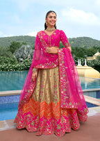 Monjolika Fashion Multicolor Designer Embroidered Work Fancy Silk Wedding Lehenga Choli - Distacart