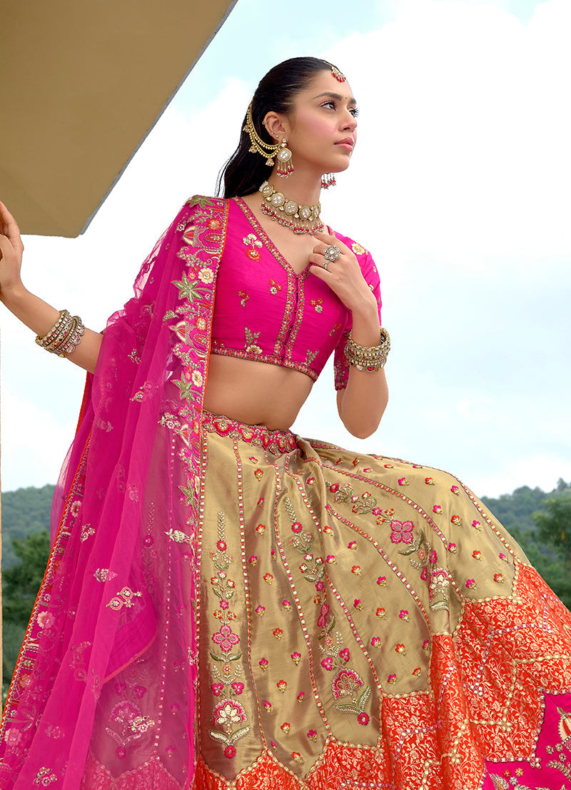 Monjolika Fashion Multicolor Designer Embroidered Work Fancy Silk Wedding Lehenga Choli - Distacart