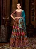 Monjolika Fashion Brown Color Kanjivaram Silk Jacquard Designer Lehenga Choli - Distacart