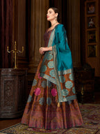 Monjolika Fashion Brown Color Kanjivaram Silk Jacquard Designer Lehenga Choli - Distacart
