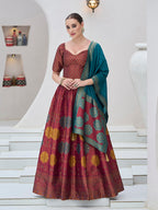 Monjolika Fashion Maroon Color Kanjivaram Silk Jacquard Designer Lehenga Choli - Distacart