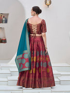 Monjolika Fashion Maroon Color Kanjivaram Silk Jacquard Designer Lehenga Choli - Distacart