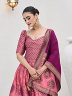 Monjolika Fashion Pink Color Kanjivaram Silk Jacquard Designer Lehenga Choli - Distacart