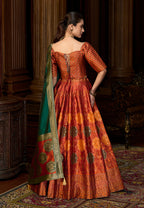 Monjolika Fashion Rust Color Kanjivaram Silk Jacquard Designer Lehenga Choli - Distacart