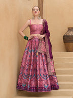 Monjolika Fashion Thread Work Jacquard Silk In Pink Lehenga Choli - Distacart