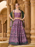 Monjolika Fashion Thread Work Jacquard Silk In Purple Lehenga Choli - Distacart
