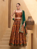 Monjolika Fashion Thread Work Jacquard Silk In Rust Orange Lehenga Choli - Distacart