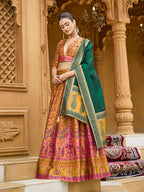 Monjolika Fashion Yellow Trendy Kanjivaram Jacquard Woven Work Lehenga Choli - Distacart