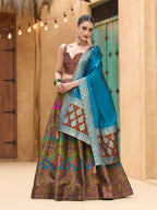 Monjolika Fashion Designer Lehenga Choli Jacquard Kanjivaram Silk In Brown - Distacart
