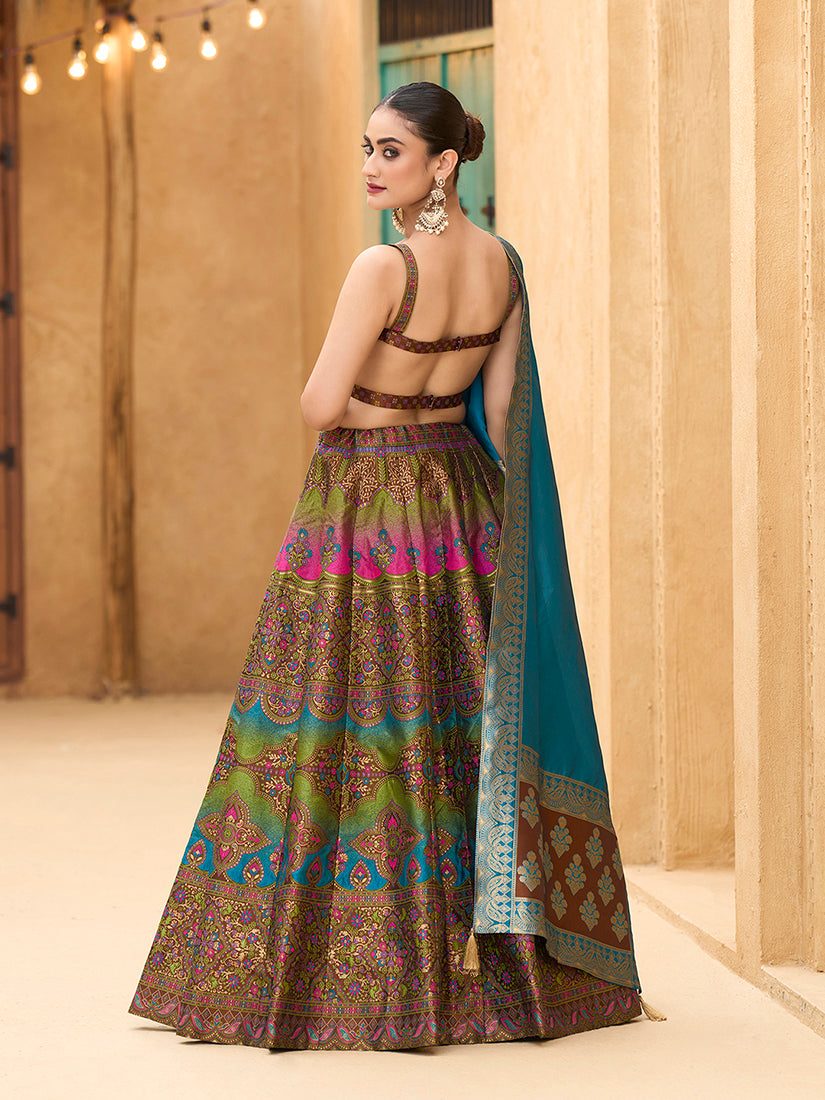 Monjolika Fashion Designer Lehenga Choli Jacquard Kanjivaram Silk In Brown - Distacart
