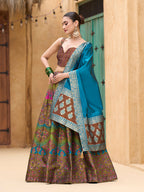 Monjolika Fashion Designer Lehenga Choli Jacquard Kanjivaram Silk In Brown - Distacart
