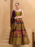 Monjolika Fashion Designer Lehenga Choli Jacquard Kanjivaram Silk In Mehendi Green - Distacart