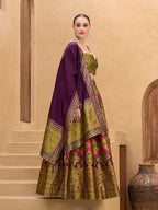 Monjolika Fashion Designer Lehenga Choli Jacquard Kanjivaram Silk In Mehendi Green - Distacart