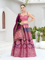 Monjolika Fashion Designer Lehenga Choli Jacquard Kanjivaram Silk In Pink - Distacart