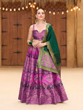 Monjolika Fashion Designer Lehenga Choli Jacquard Kanjivaram Silk In Purple - Distacart