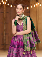 Monjolika Fashion Designer Lehenga Choli Jacquard Kanjivaram Silk In Purple - Distacart