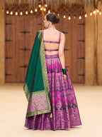 Monjolika Fashion Designer Lehenga Choli Jacquard Kanjivaram Silk In Purple - Distacart