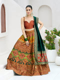 Monjolika Fashion Designer Lehenga Choli Jacquard Kanjivaram Silk In Rust - Distacart