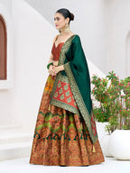Monjolika Fashion Designer Lehenga Choli Jacquard Kanjivaram Silk In Rust - Distacart