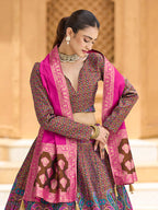 Monjolika Fashion Brown Kanjivaram Jacquard Designer Lehenga Choli For Ceremonial