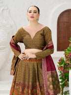 Monjolika Fashion Olive Kanjivaram Jacquard Designer Lehenga Choli For Ceremonial - Distacart