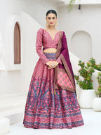 Monjolika Fashion Pink Kanjivaram Jacquard Designer Lehenga Choli For Ceremonial