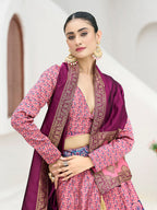 Monjolika Fashion Pink Kanjivaram Jacquard Designer Lehenga Choli For Ceremonial