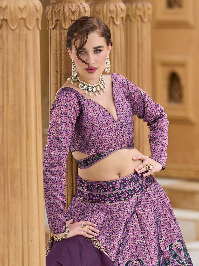 Monjolika Fashion Lavender Kanjivaram Jacquard Designer Lehenga Choli For Ceremonial - Distacart