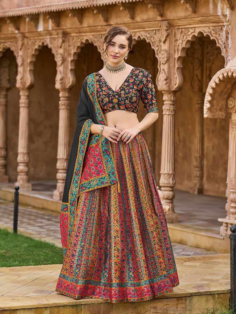 Monjolika Fashion Multi Color Jacquard Designer Lehenga Choli For Festival - Distacart