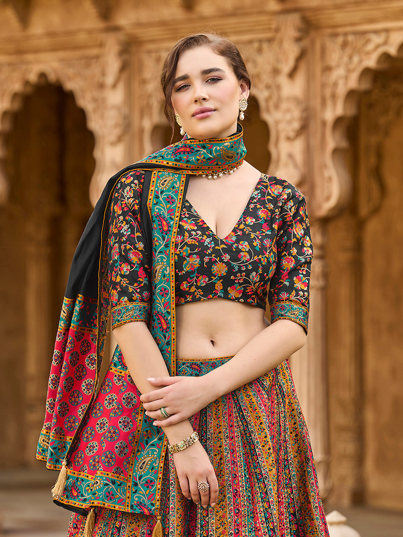 Monjolika Fashion Multi Color Jacquard Designer Lehenga Choli For Festival - Distacart