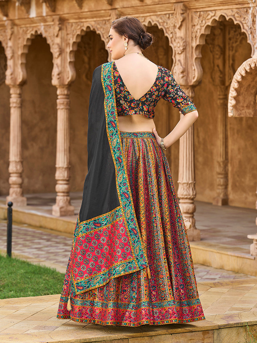 Monjolika Fashion Multi Color Jacquard Designer Lehenga Choli For Festival - Distacart