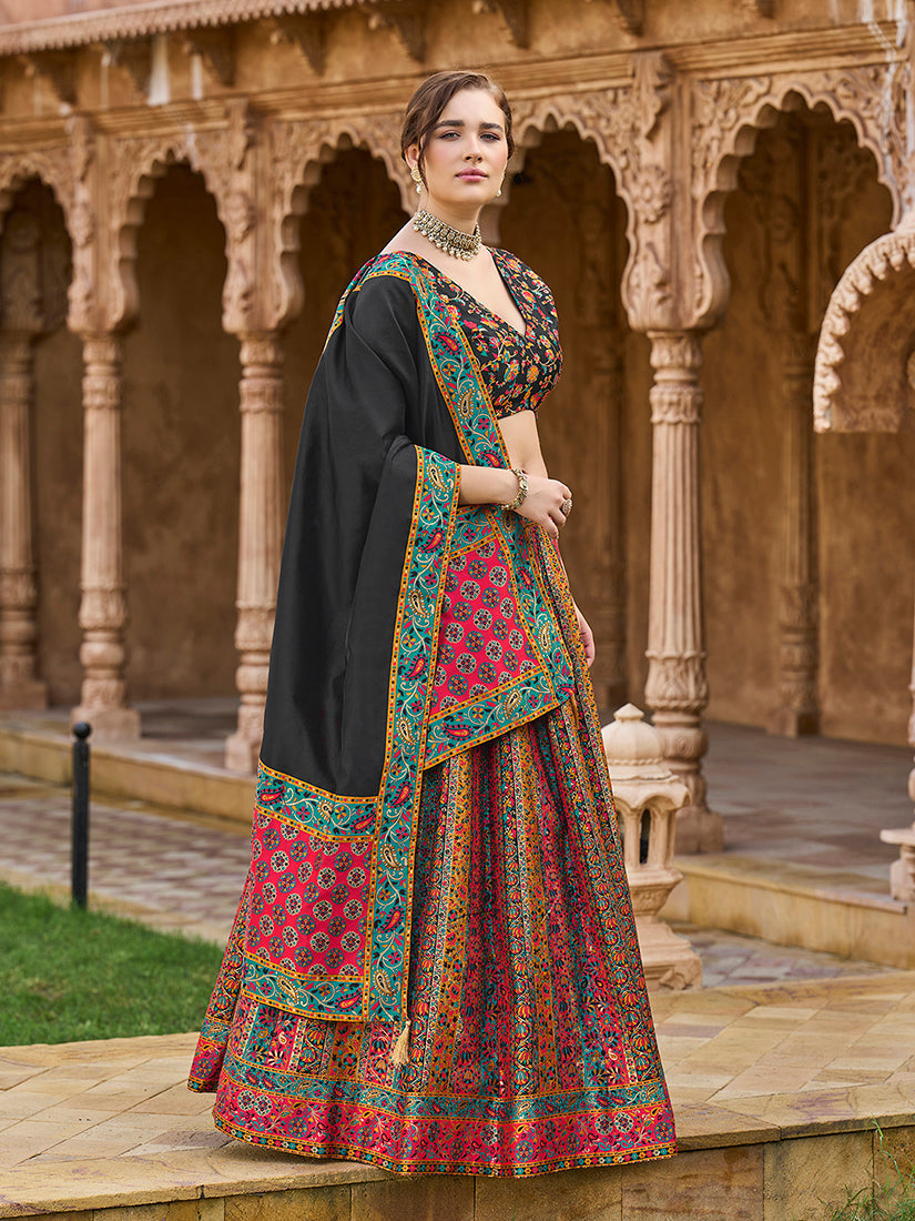 Monjolika Fashion Multi Color Jacquard Designer Lehenga Choli For Festival - Distacart