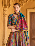 Monjolika Fashion Turquoise Color Jacquard Designer Lehenga Choli For Festival - Distacart