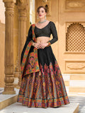 Monjolika Fashion Black Color Jacquard Designer Work Lehenga Choli For Ceremonial - Distacart