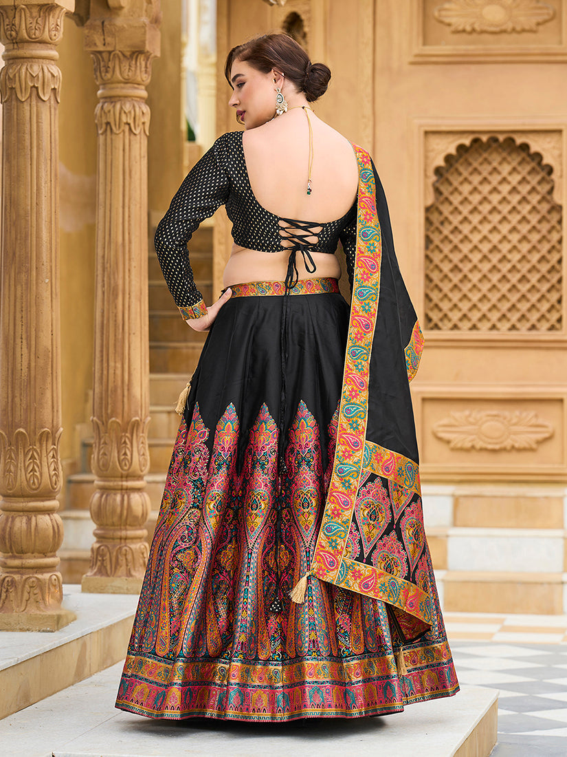 Monjolika Fashion Black Color Jacquard Designer Work Lehenga Choli For Ceremonial - Distacart