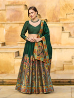 Monjolika Fashion Dark Green Color Jacquard Designer Work Lehenga Choli For Ceremonial - Distacart