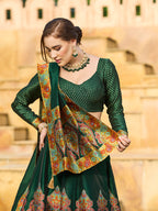 Monjolika Fashion Dark Green Color Jacquard Designer Work Lehenga Choli For Ceremonial - Distacart