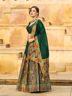 Monjolika Fashion Dark Green Color Jacquard Designer Work Lehenga Choli For Ceremonial - Distacart