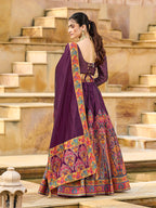 Monjolika Fashion Wine Color Jacquard Designer Work Lehenga Choli For Ceremonial