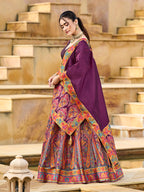 Monjolika Fashion Wine Color Jacquard Designer Work Lehenga Choli For Ceremonial
