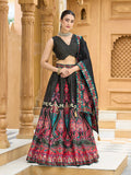 Monjolika Fashion Charming Black Color Jacquard Lehenga Choli With Dupatta - Distacart
