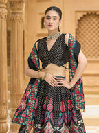 Monjolika Fashion Charming Black Color Jacquard Lehenga Choli With Dupatta - Distacart