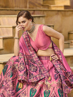 Monjolika Fashion Charming Pink Color Jacquard Lehenga Choli With Dupatta - Distacart