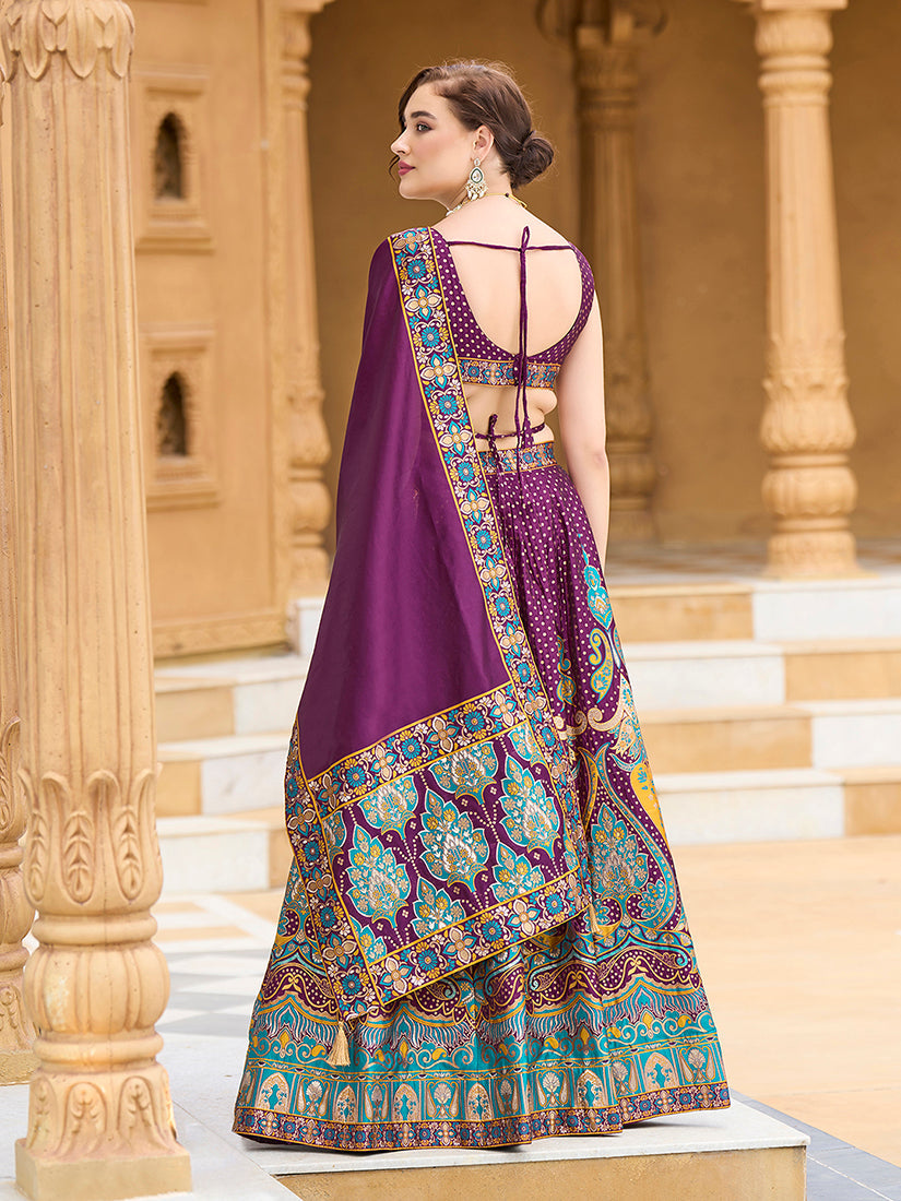 Monjolika Fashion Charming Wine Color Jacquard Lehenga Choli With Dupatta - Distacart