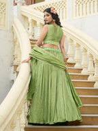 Monjolika Fashion Designer Lehenga Choli Crush Silk In Light Green - Distacart