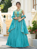 Monjolika Fashion Designer Lehenga Choli Crush Silk In Sky Blue - Distacart