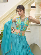 Monjolika Fashion Designer Lehenga Choli Crush Silk In Sky Blue - Distacart